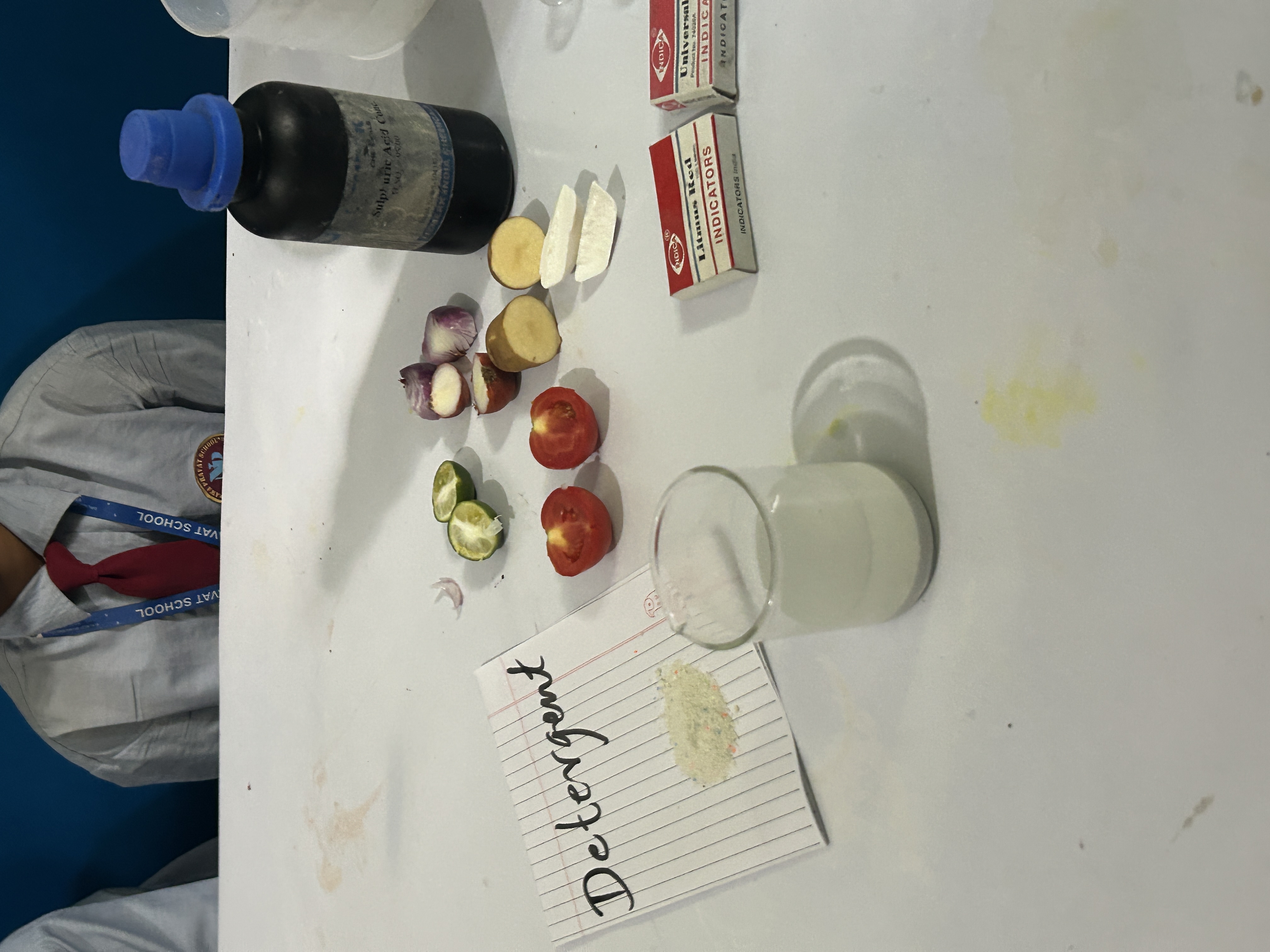 Science Experiments on identification of Acid, Base and Salt