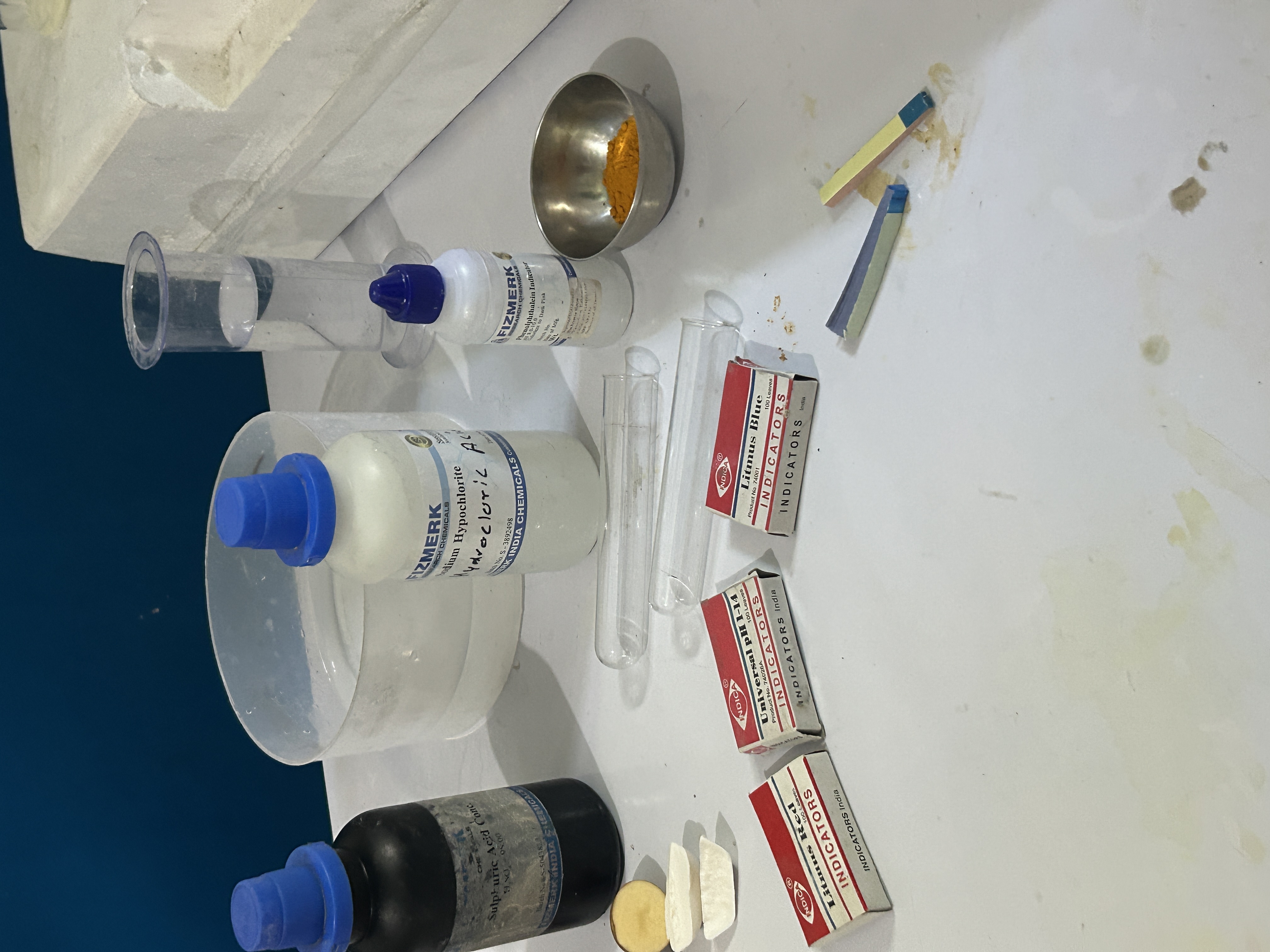 Science Experiments on identification of Acid, Base and Salt