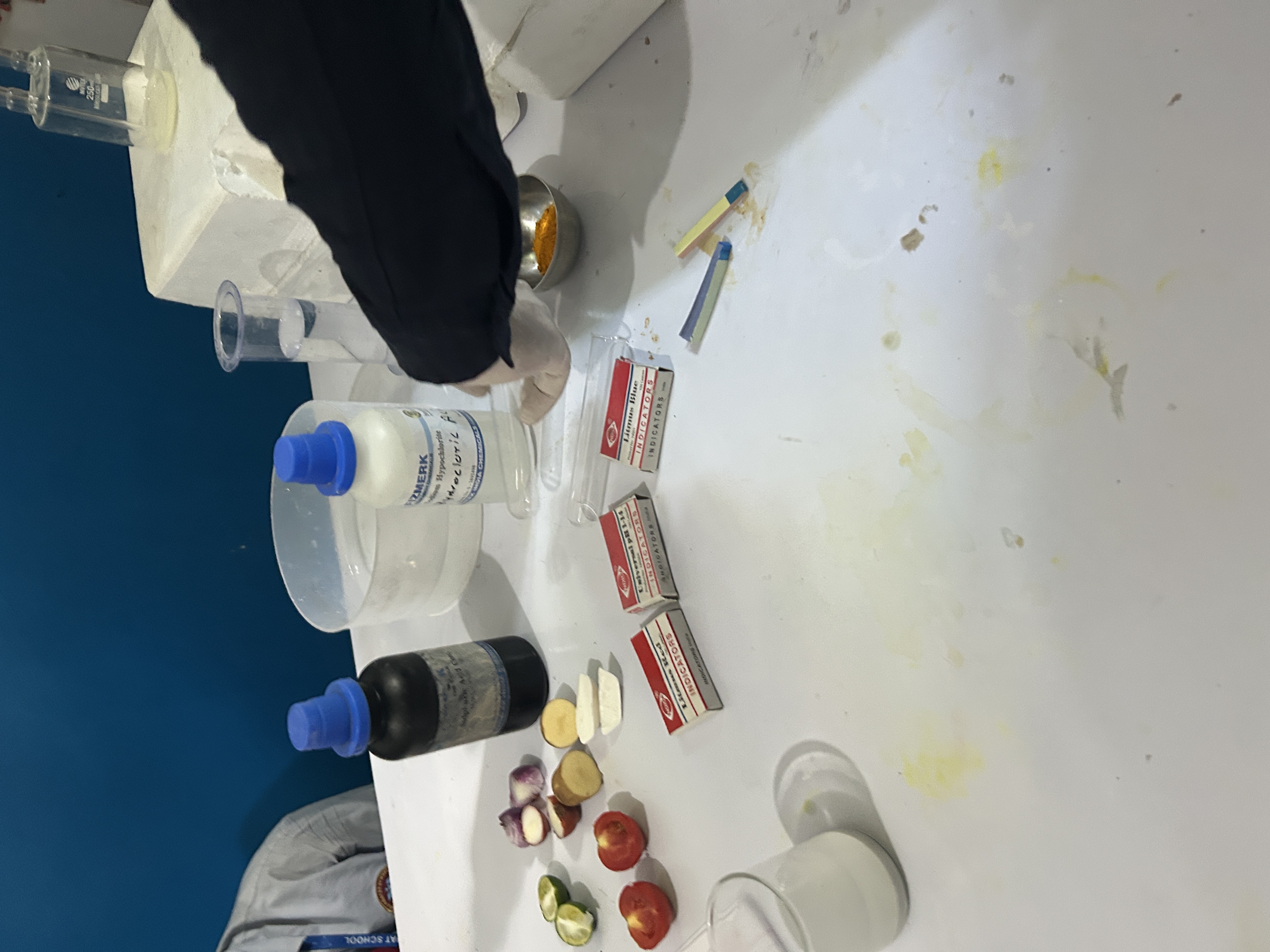 Science Experiments on identification of Acid, Base and Salt