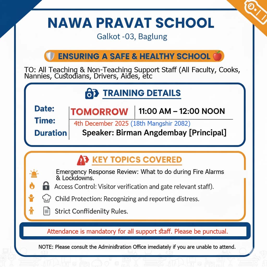 NAWA PRAVAT SCHOOL – Staff Safety Training